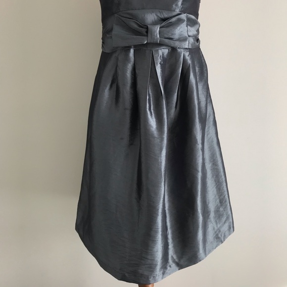 PILGRIM Strapless Metallic Mini Dress Cocktail Party Blue/Grey Bow - Picture 3 of 13